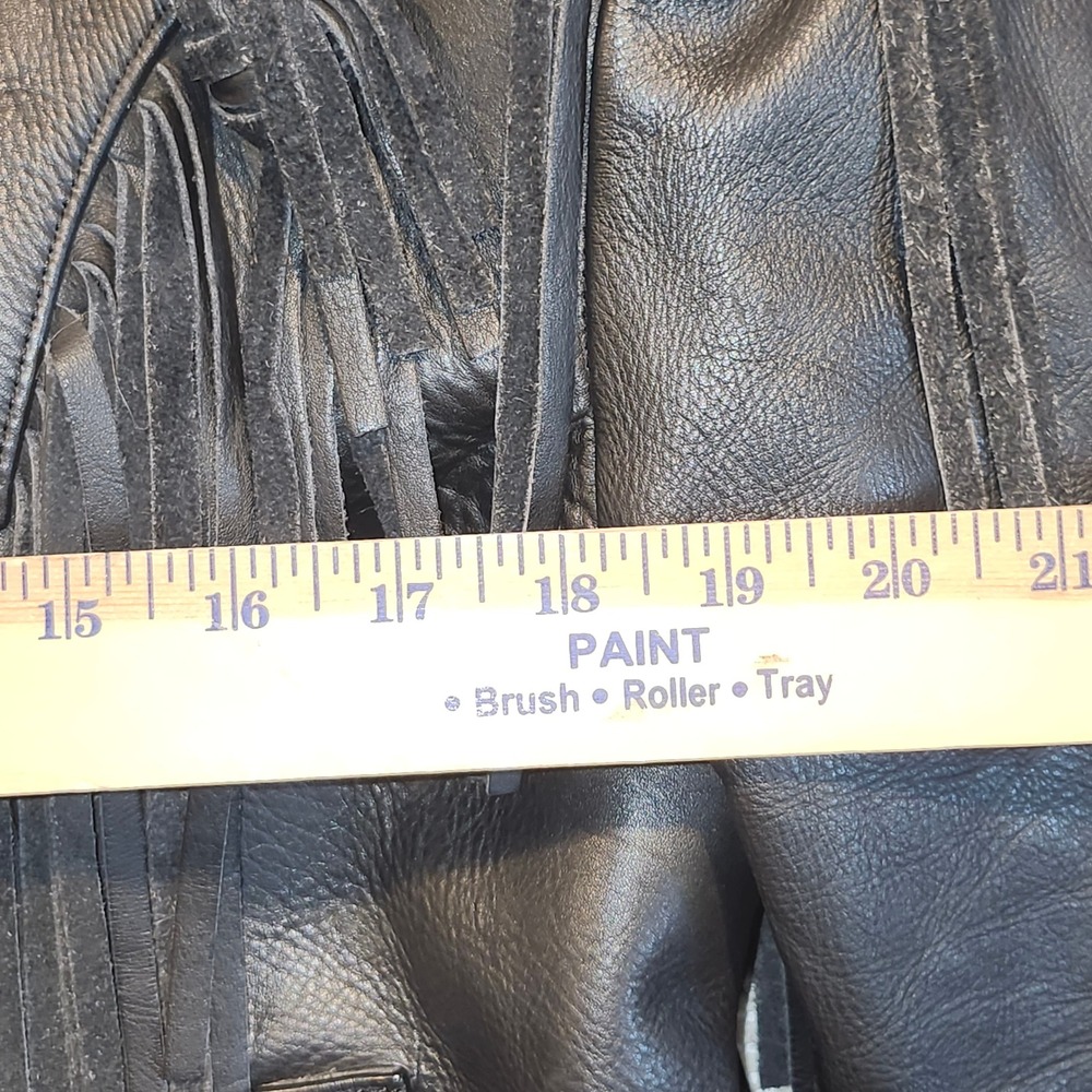 Park V Vintage Black Leather Fringe Biker Jacket Mens 42 Made in USABiker Rocker - Picture 6 of 10